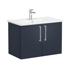 Vitra Root 68154 Lavabo Dolabı, Kapaklı, 80 cm, Mat Lacivert, Yuvarlak Lavabolu